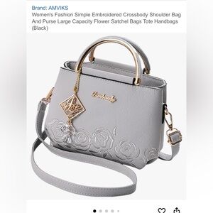 Gray Floral Crossbody Bag